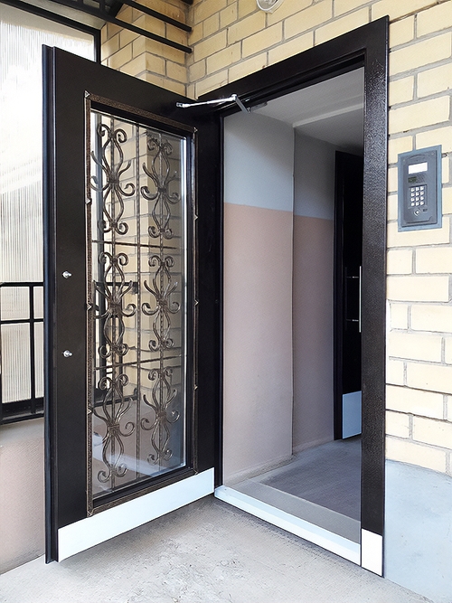 Дверь со стеклом и ковкой Дверь со стеклом и ковкой