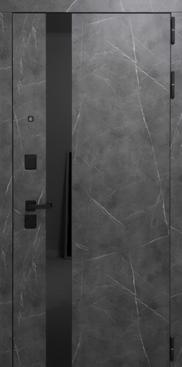 Металлическая дверь с тонированной стеклянной вставкой и панелями МДФ «мрамор» Металлическая дверь с тонированной стеклянной вставкой и панелями МДФ «мрамор»