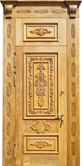 Парадная дверь с отделкой массивом дерева с резьбой Парадная дверь с отделкой массивом дерева с резьбой